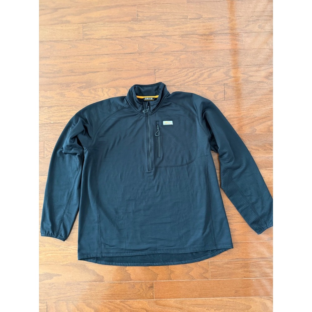Orvis 1/4 Zip Pullover Mens XL Horseshoe Hills Athletic Black Pockets Jacket EUC - Picture 2 of 15